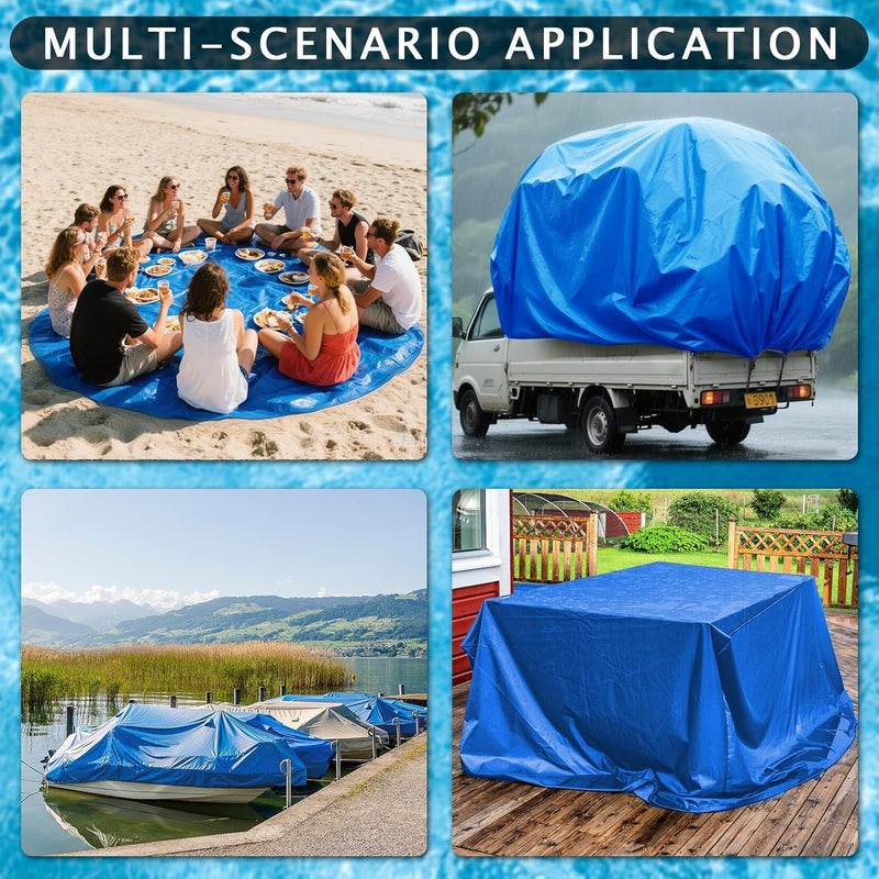 UJG 18 x 18 Ft Swimming Pool Ground Cloth Round Swimming Pool Tarpaulin Tarp for Above Ground Swimming Pools Heavy Duty Pool Ground Mat Protector Pad Prevents Punctures - Image 4